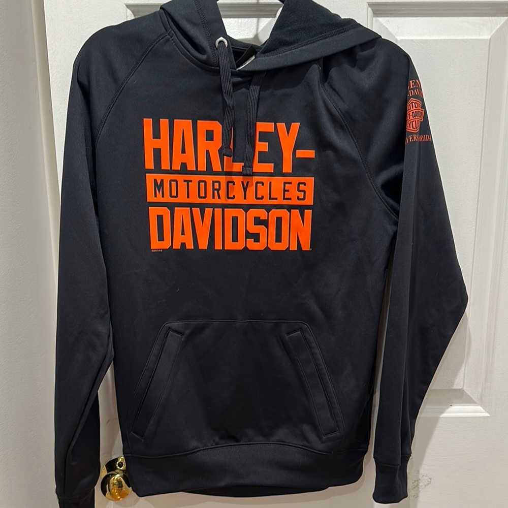 Harley-Davidson Black and Orange Men's Hoodie